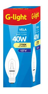 LÂMPADA HALÓGENA VELA 40W 127V E27