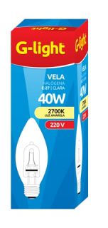 LÂMPADA HALÓGENA VELA 40W 220V E27