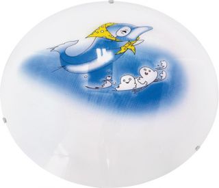 LUMINÁRIA PLAFON COM GOLFINHOS VIDRO